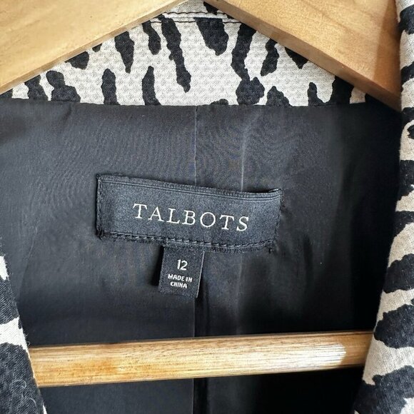 Talbots Zebra Print Blazer Jacket Womens Size 12 Preppy Academia Office Career - Picture 7 of 12
